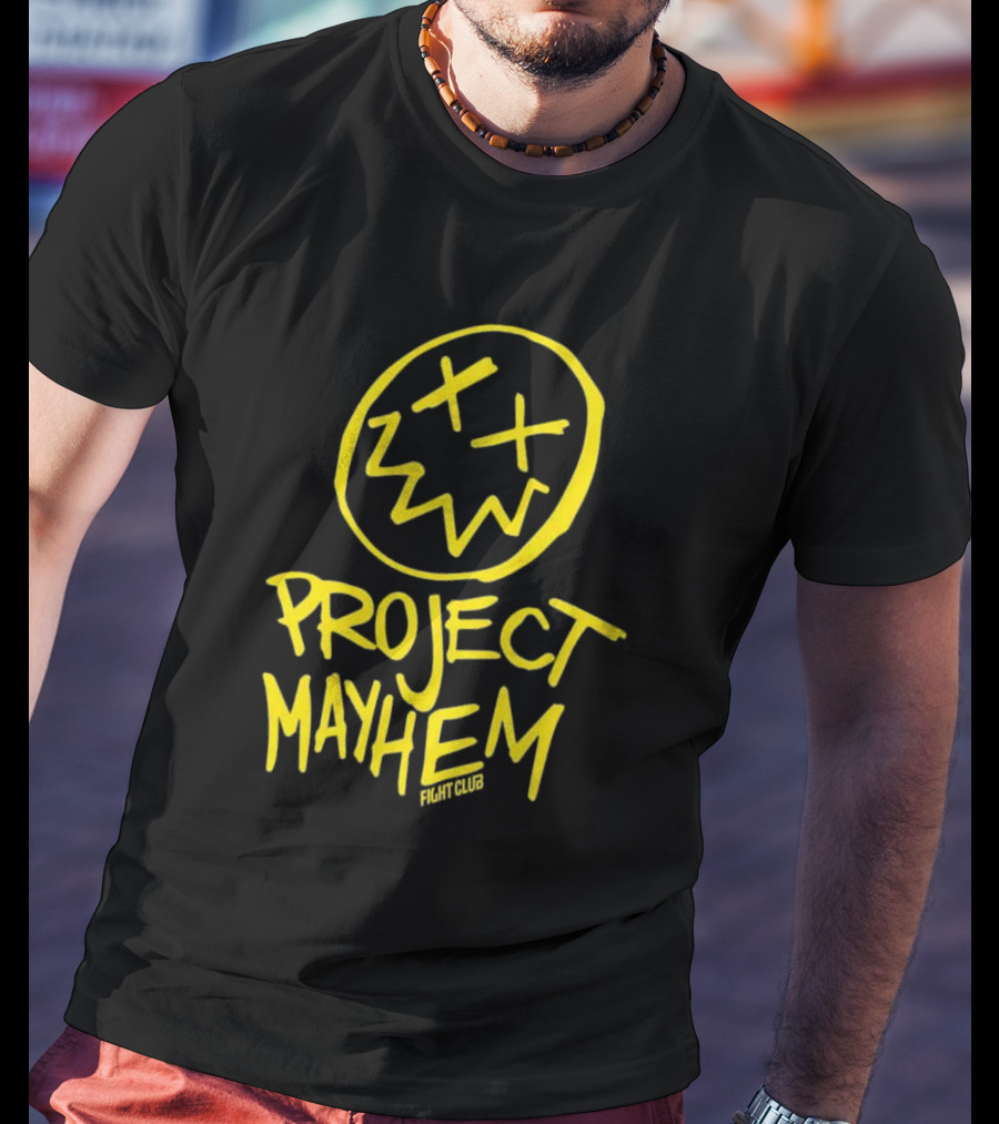 Fight Club Project Mayhem Men's Yellow Face Icon X Eyes T-Shirt