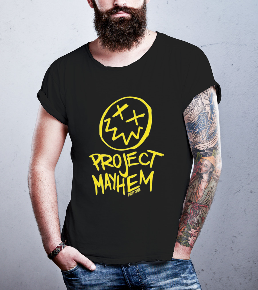 Fight Club Project Mayhem Men's Yellow Face Icon X Eyes T-Shirt