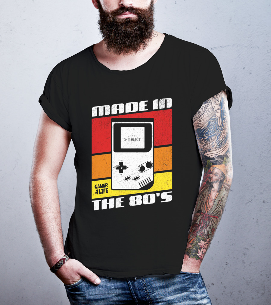 Made IN The 80'S Gamer 4 Life Vintage Gaming Start T-Shirt