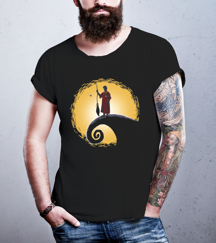 Quidditch Before Christmas Wizards Moon Scene T-Shirt