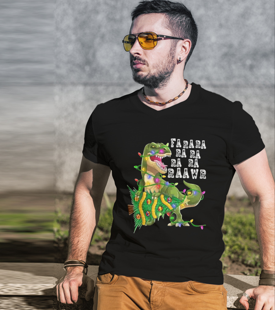 Farara Ra Ra Ra Ra Raawr Dinosaur Christmas Tree Rex Xmas Gifts T-Shirt