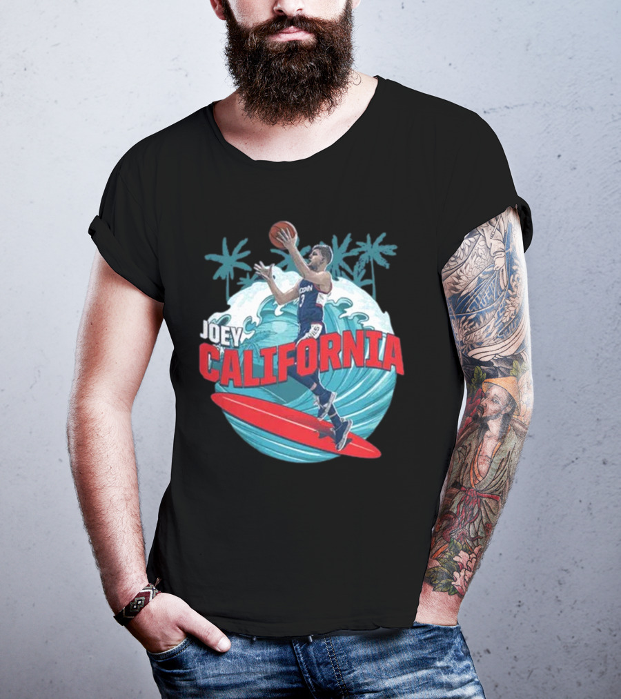 Joey California Basketball Surfing UConn Wave Palms T-Shirt