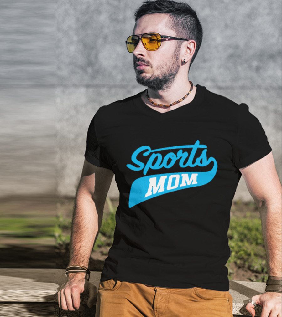 Sports Mom Blue Script Style T-Shirt
