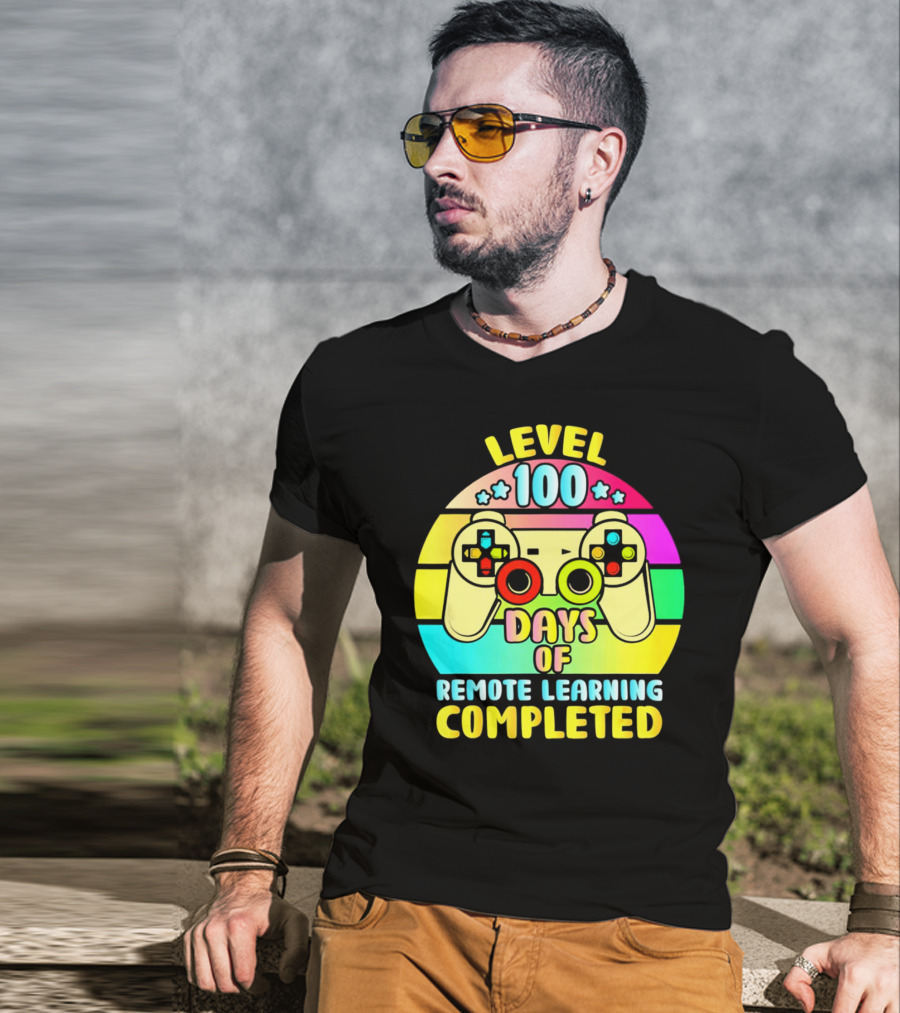 Level 100 Days Of Remote Learning Completed Vintage Controller T-Shirt