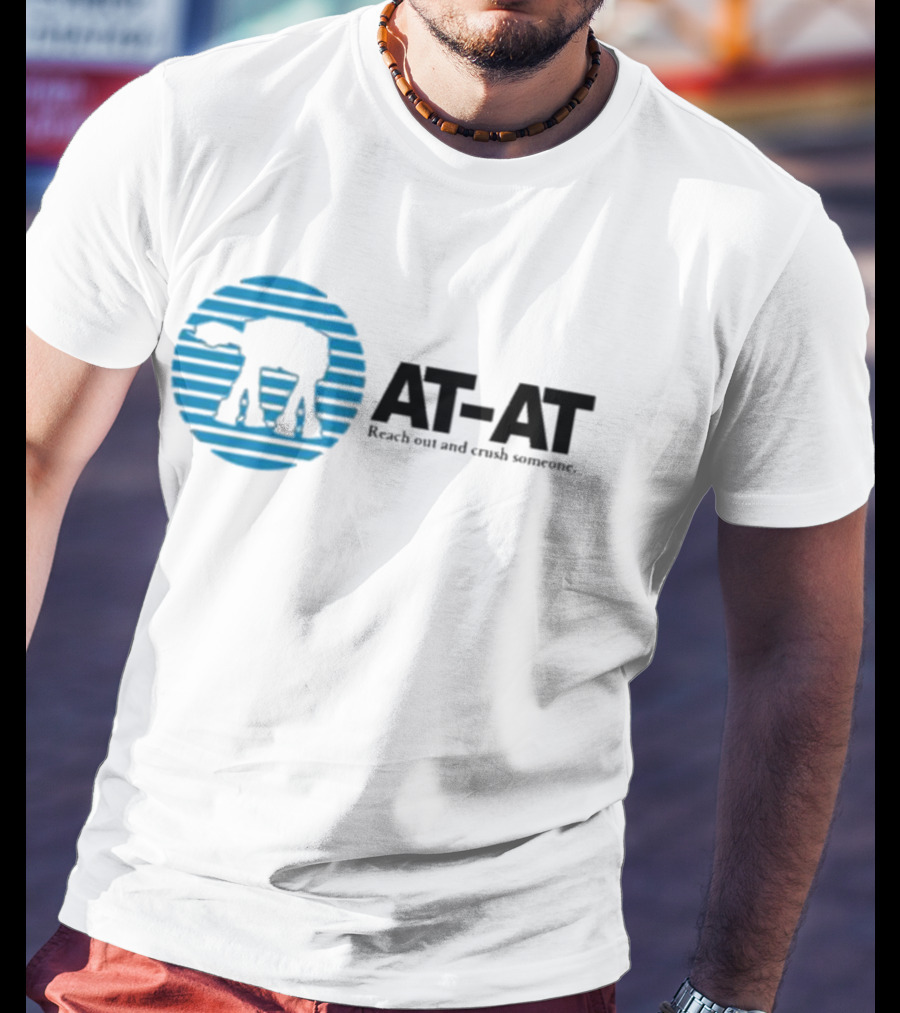 AT-AT Reach Out And Crush Someone Retro Circle Motif T-Shirt