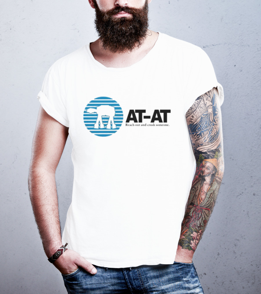 AT-AT Reach Out And Crush Someone Retro Circle Motif T-Shirt