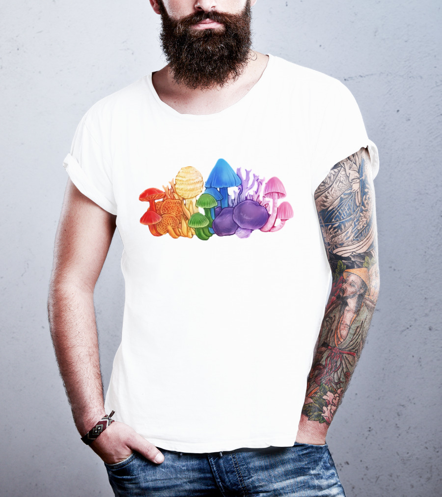 NZ Rainbow Fungi Colorful Mushroom Collection T-Shirt