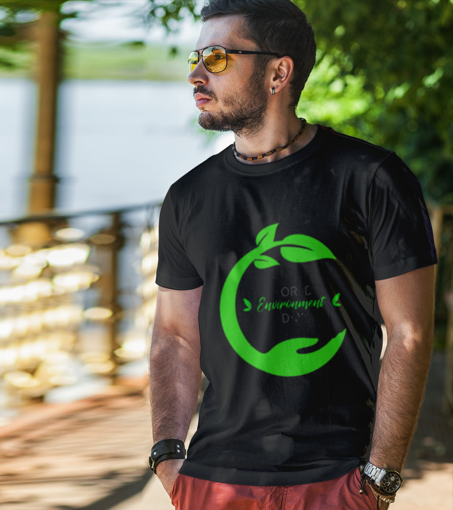 World Environment Day Green Leaf Circle Earth Protection T-Shirt