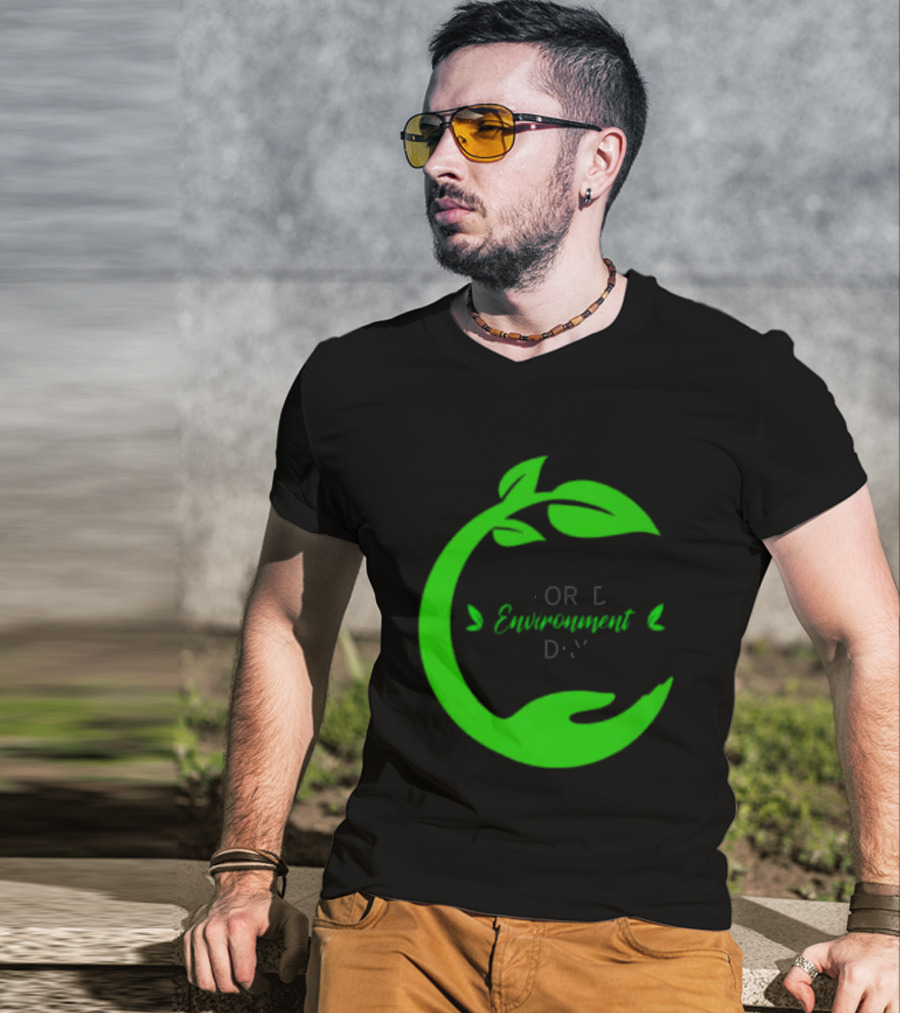 World Environment Day Green Leaf Circle Earth Protection T-Shirt