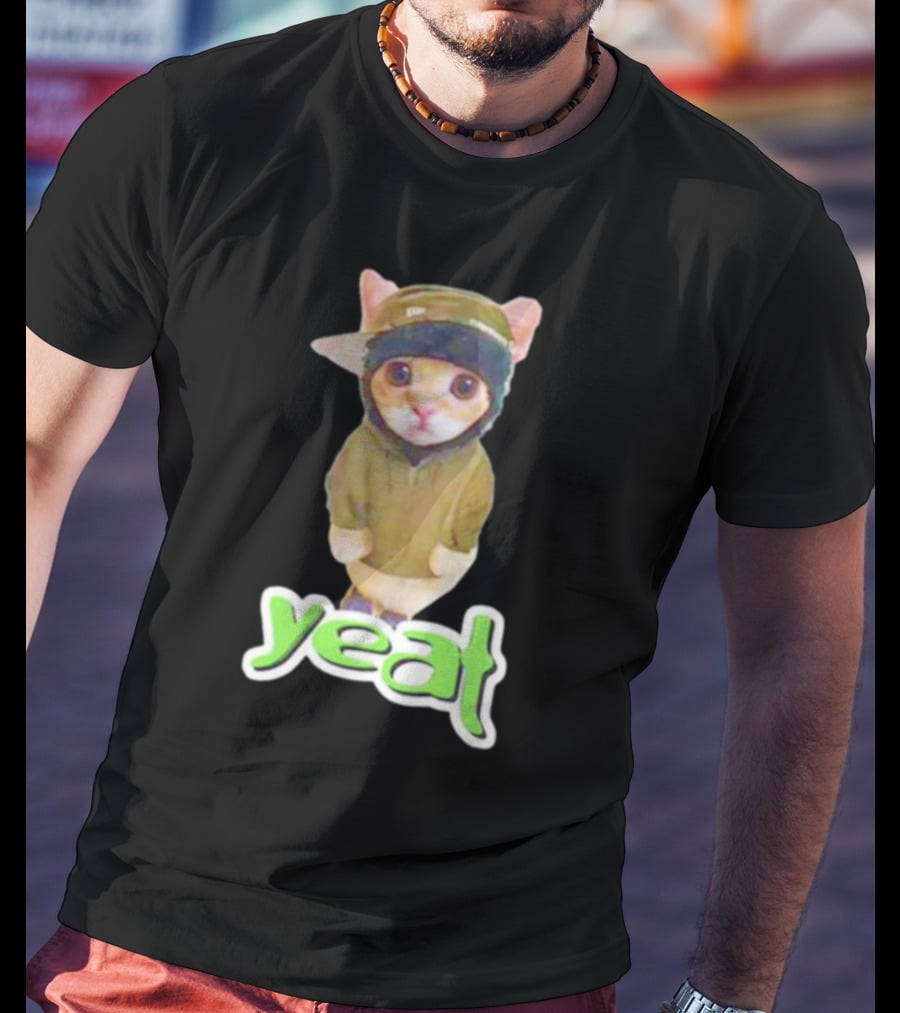 Yeat Cat Funny Hoodie And Cap Cat Image T-Shirt