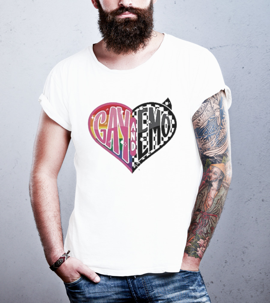 Gay And Emo Rainbow Heart T-Shirt