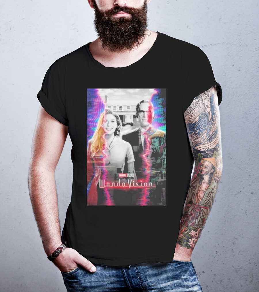 Marvel Studios WandaVision Colorful Glitch Effect Retro TV T-Shirt