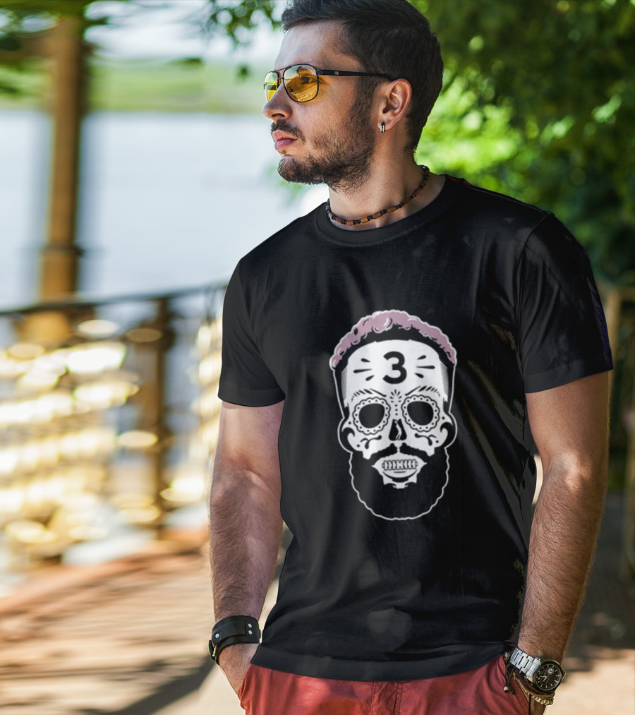 Sugar Skull Beard Art Pink Edition 3 T-Shirt