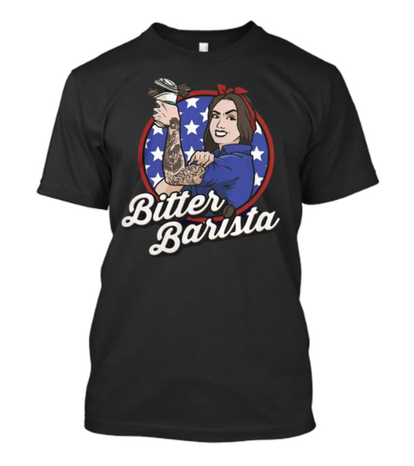 Bitter Barista Tattoed Rosie Holding Coffee T-Shirt