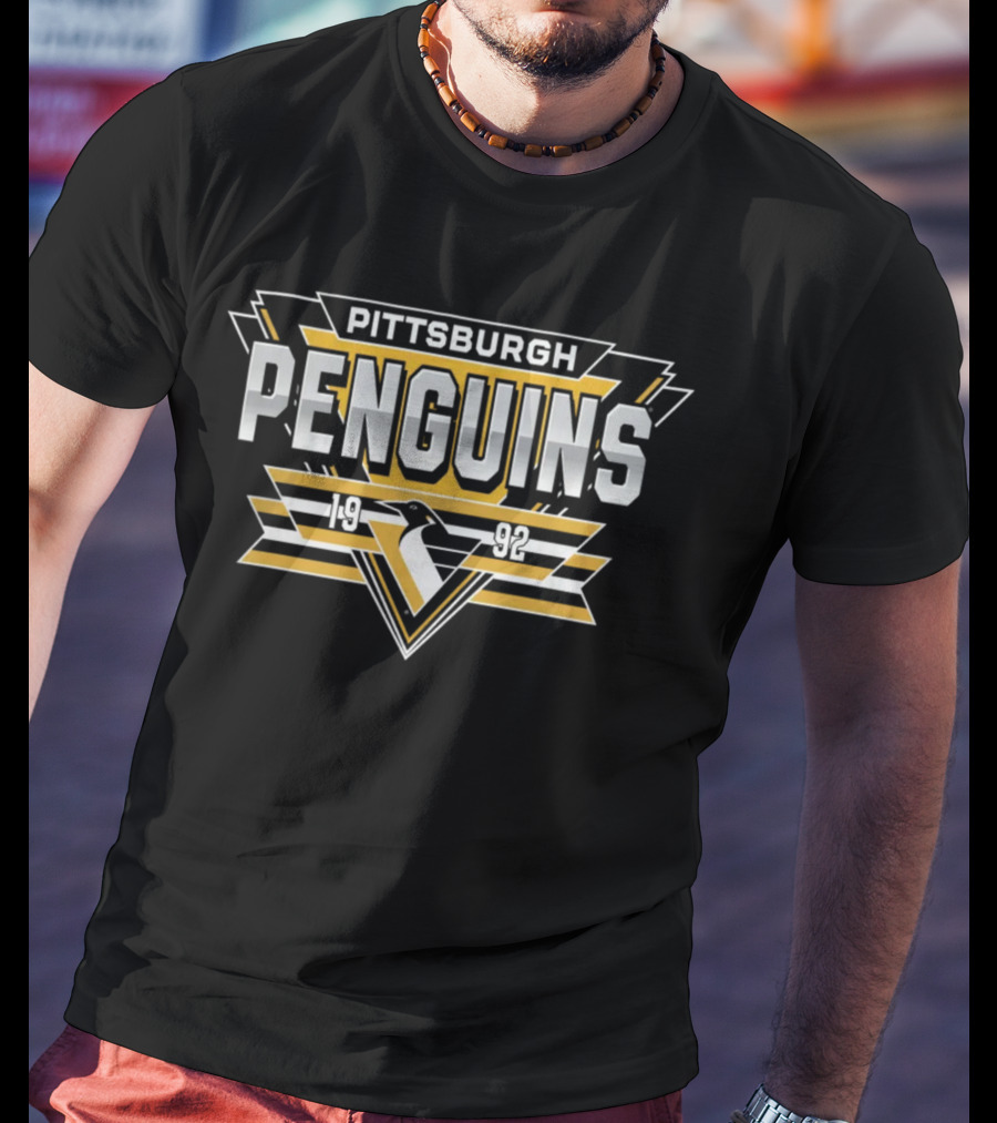 Pittsburgh Penguins 1992 Black Reverse 2.0 Fresh Playmaker T-Shirt
