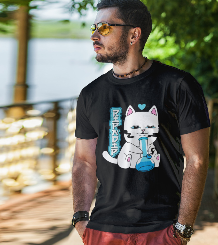 Ripndip Clothing Cat With Bong And Heart Motif T-Shirt