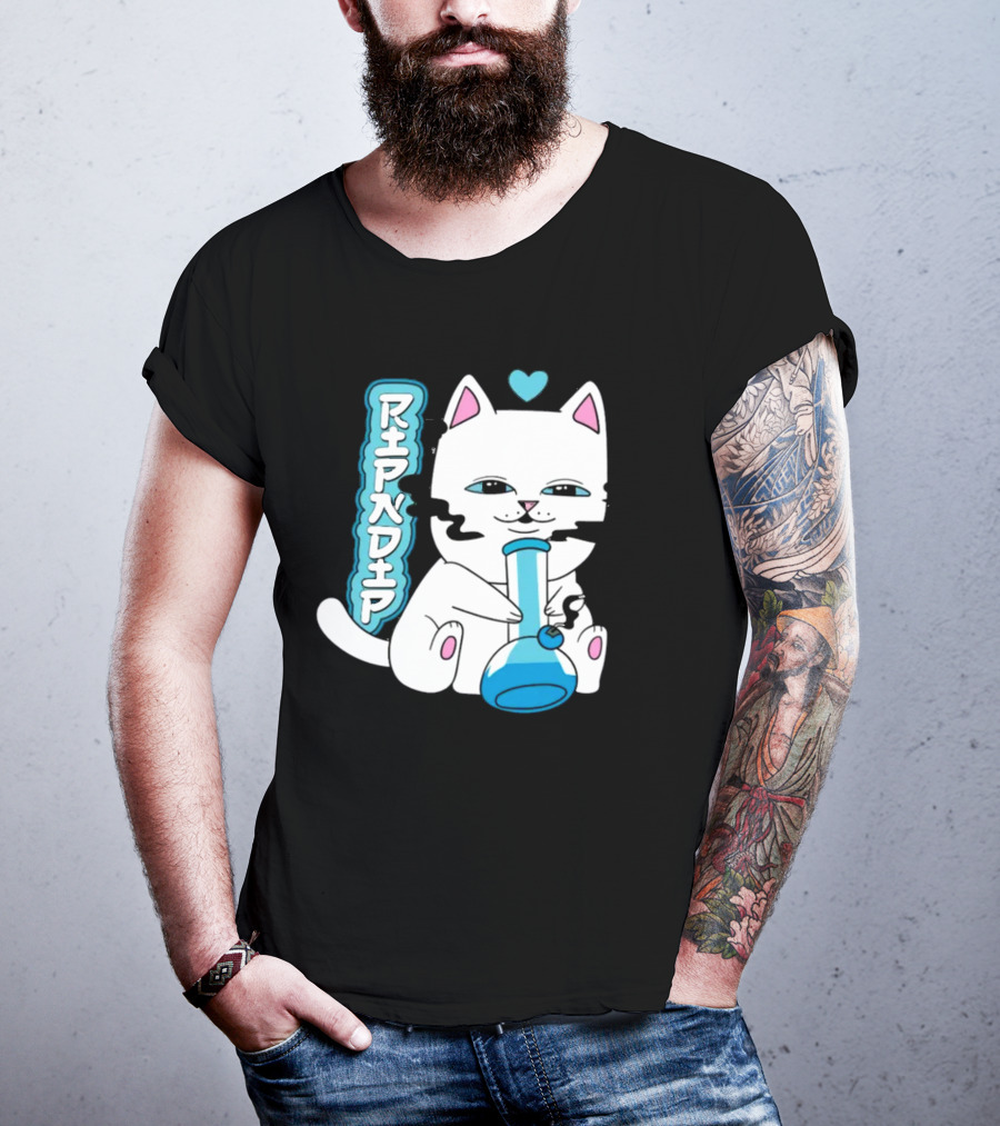 Ripndip Clothing Cat With Bong And Heart Motif T-Shirt