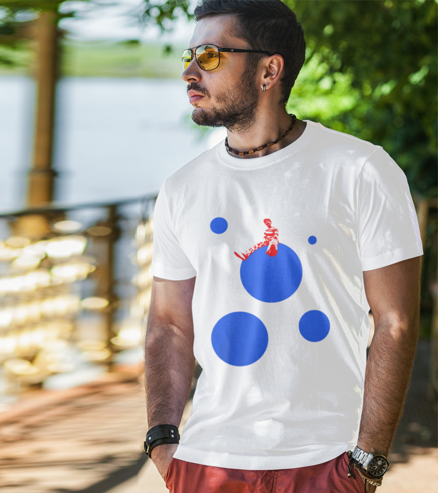 Harry's Styles Merch Red Figure Blue Polka Dot T-Shirt