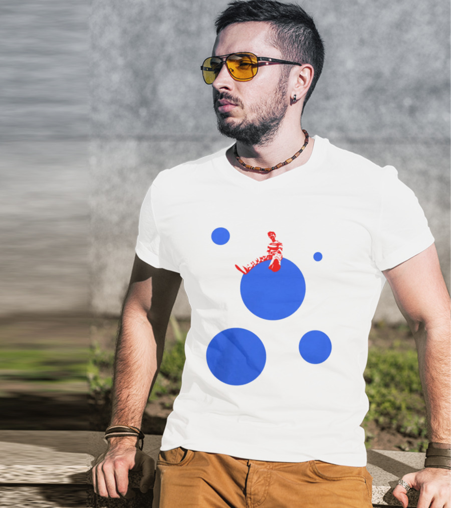 Harry's Styles Merch Red Figure Blue Polka Dot T-Shirt