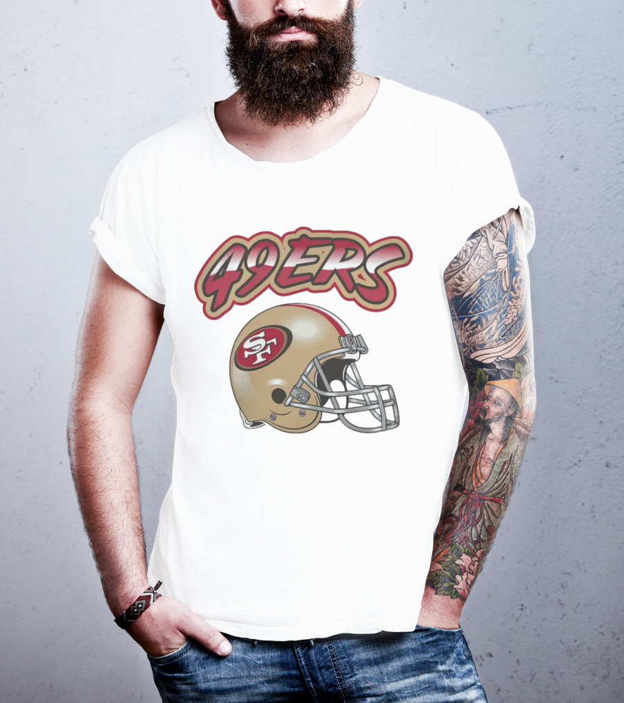 49ers SF Gold Helmet Red Outline Toddler Grey Huddle Up T-Shirt