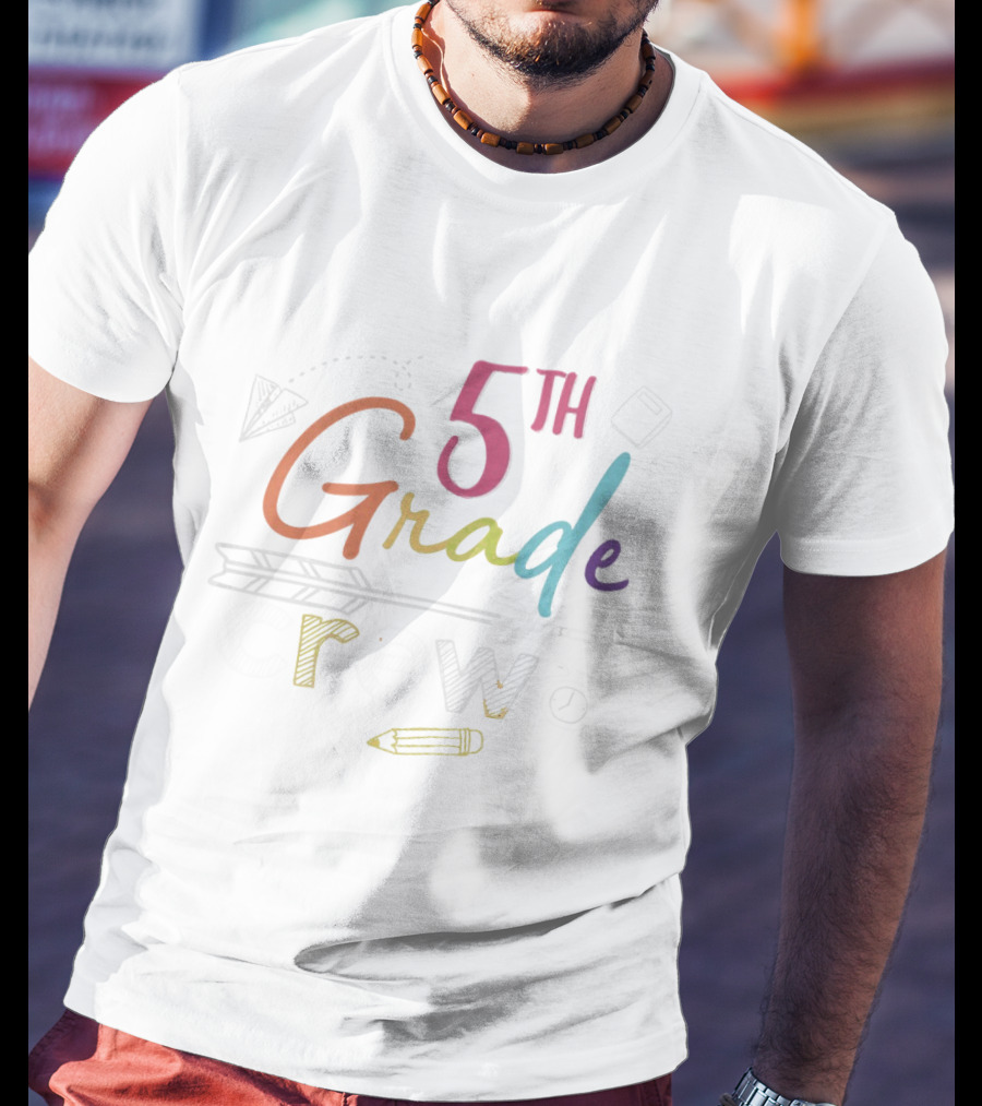 5th Grade Crew Arrow Pencil Paper Airplane Alarm Clock Book T-Shirt