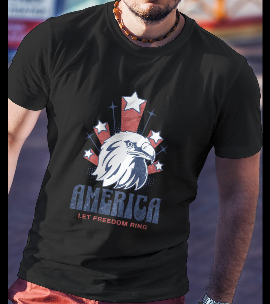 America Let Freedom Ring Bald Eagle Stars T-Shirt