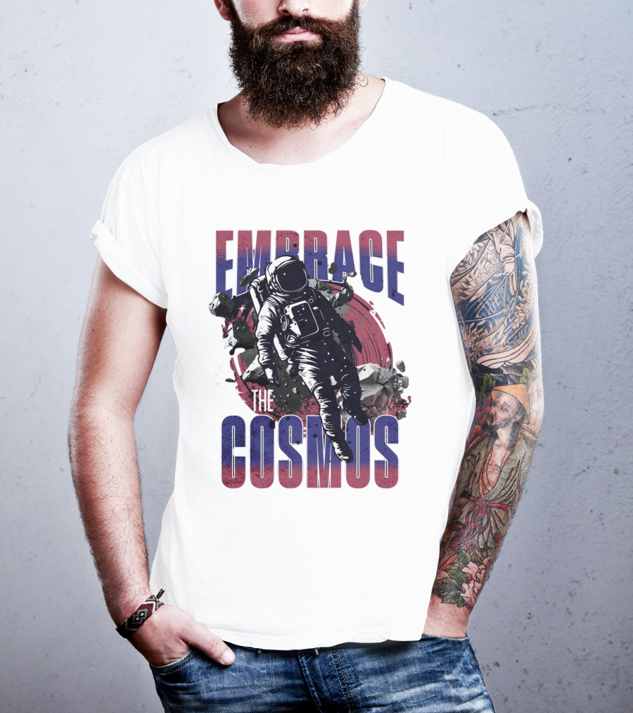 EMBRACE THE COSMOS Astronaut Space Adventure With Asteroids T-Shirt