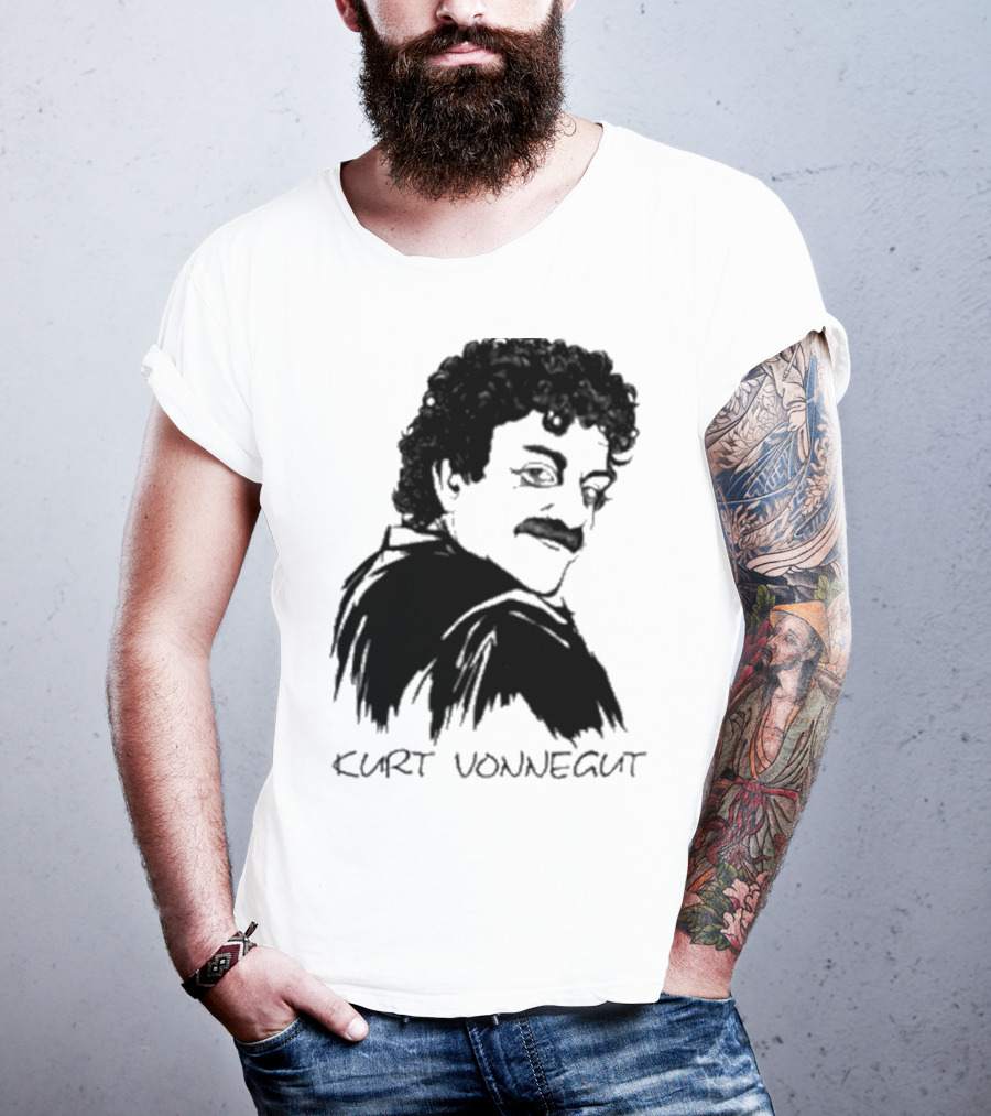 Kurt Vonnegut Black And White Stylized T-Shirt