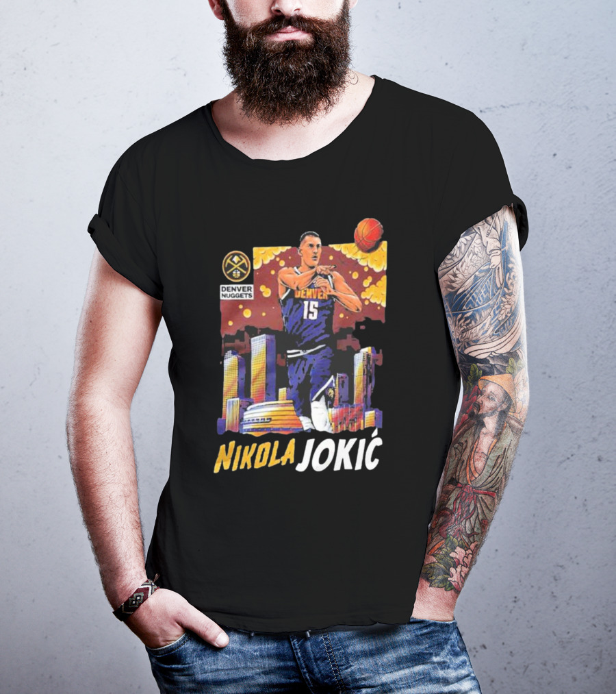 Nikola Jokic Denver Nuggets Nba Player Basketball Skyline T-Shirt