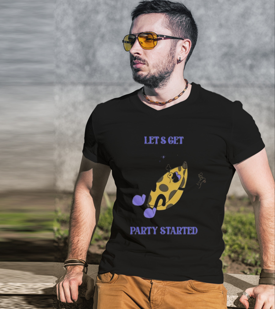 LET'S GET PARTY STARTED Vintage Cartoon Banana Music Fan Celebrating With Cigarette T-Shirt