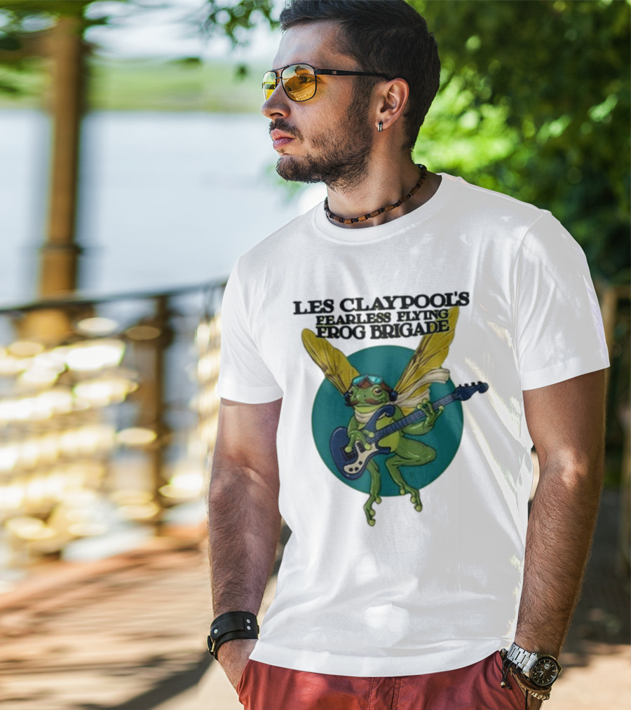 Les Claypool’s Fearless Flying Frog Brigade Flying Frog Playing Guitar T-Shirt