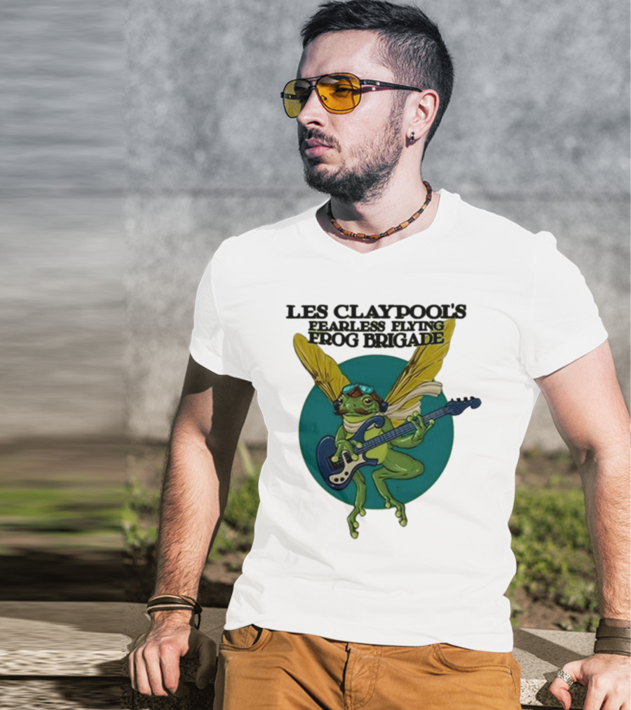 Les Claypool’s Fearless Flying Frog Brigade Flying Frog Playing Guitar T-Shirt