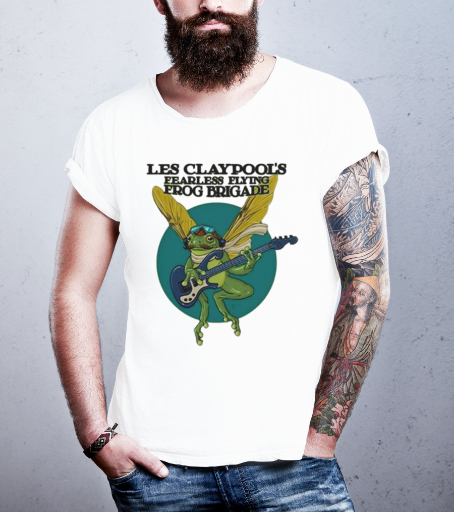 Les Claypool’s Fearless Flying Frog Brigade Flying Frog Playing Guitar T-Shirt