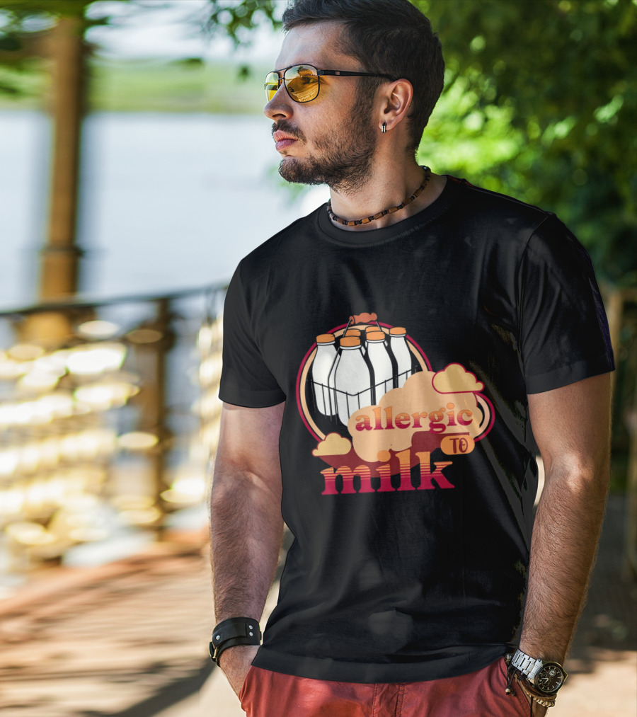Allergic To Milk With Milk Bottles In T-Shirt
