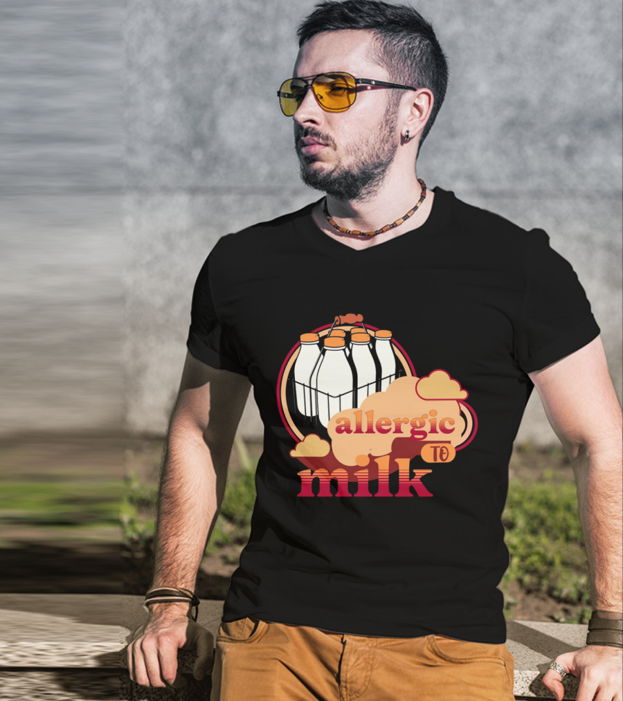 Allergic To Milk With Milk Bottles In T-Shirt