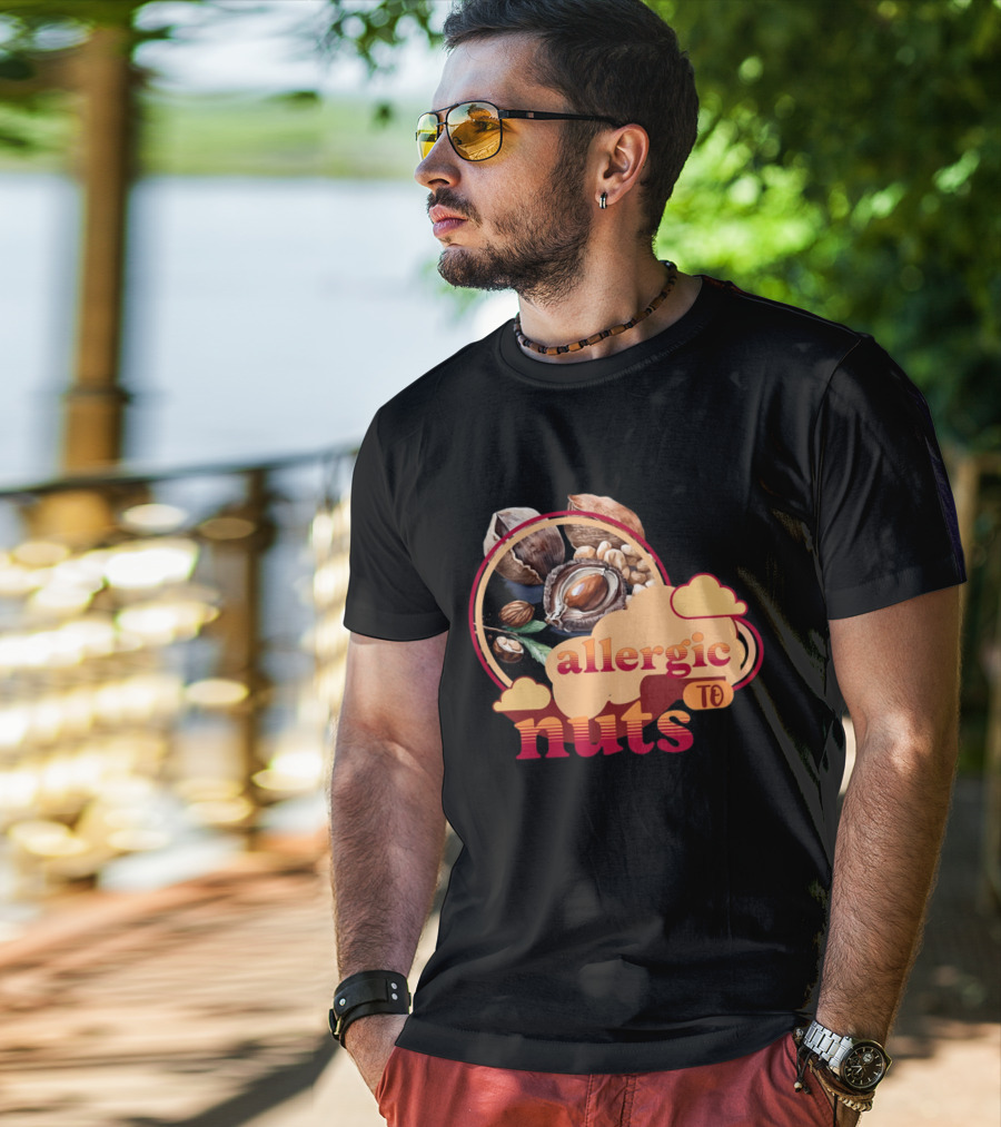 Allergic To Nuts Cloudy Nut Display T-Shirt
