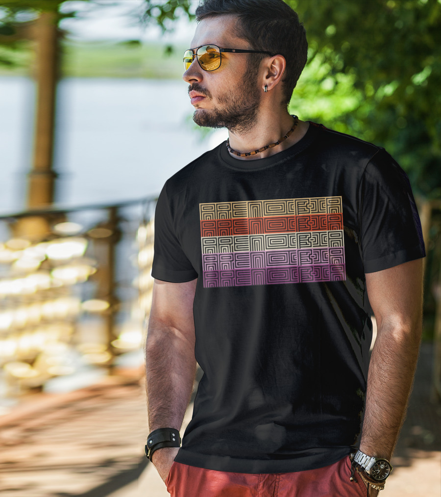 Arencibia Retro Geometric Pattern Text T-Shirt
