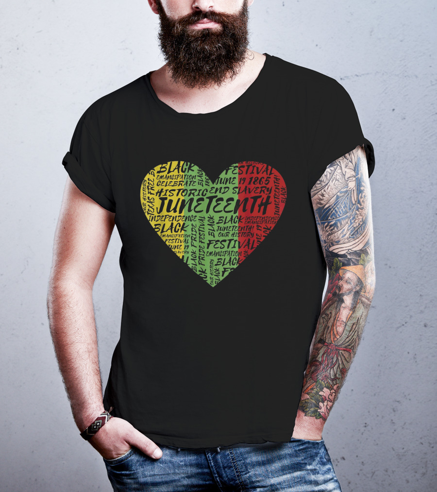 Juneteenth Heart Black Pride Emancipation Celebrate Independence 1865 Festival T-Shirt