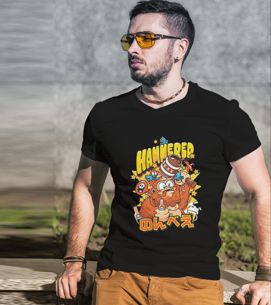 HAMMERED Cold Ones Merch Cartoon Character With Barrel And Birds T-Shirt