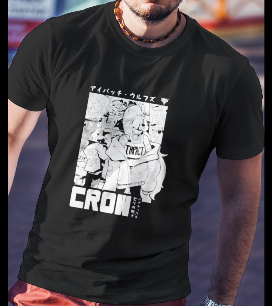 Crow Eyepatch Wolf Manga Style Impact Bad Edgy T-Shirt
