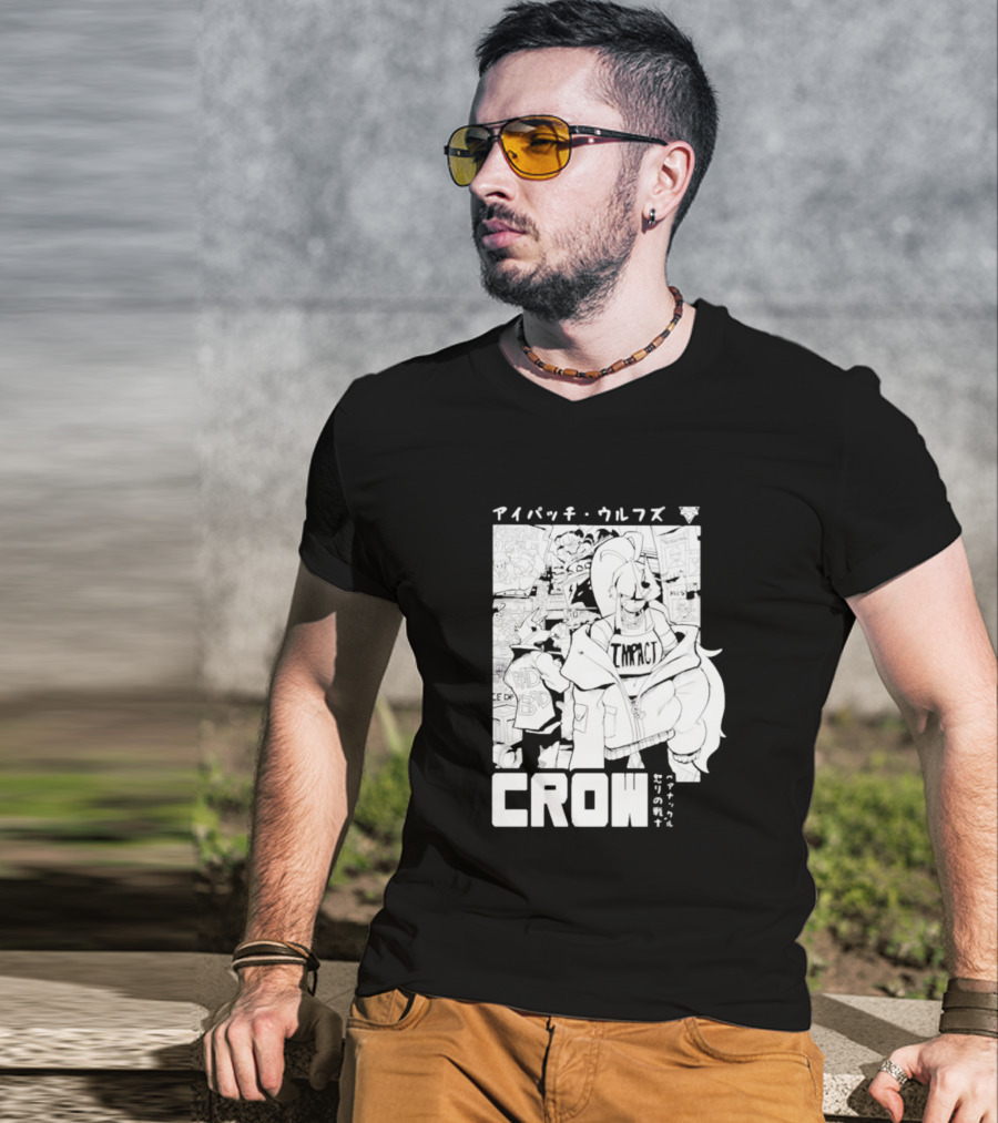 Crow Eyepatch Wolf Manga Style Impact Bad Edgy T-Shirt