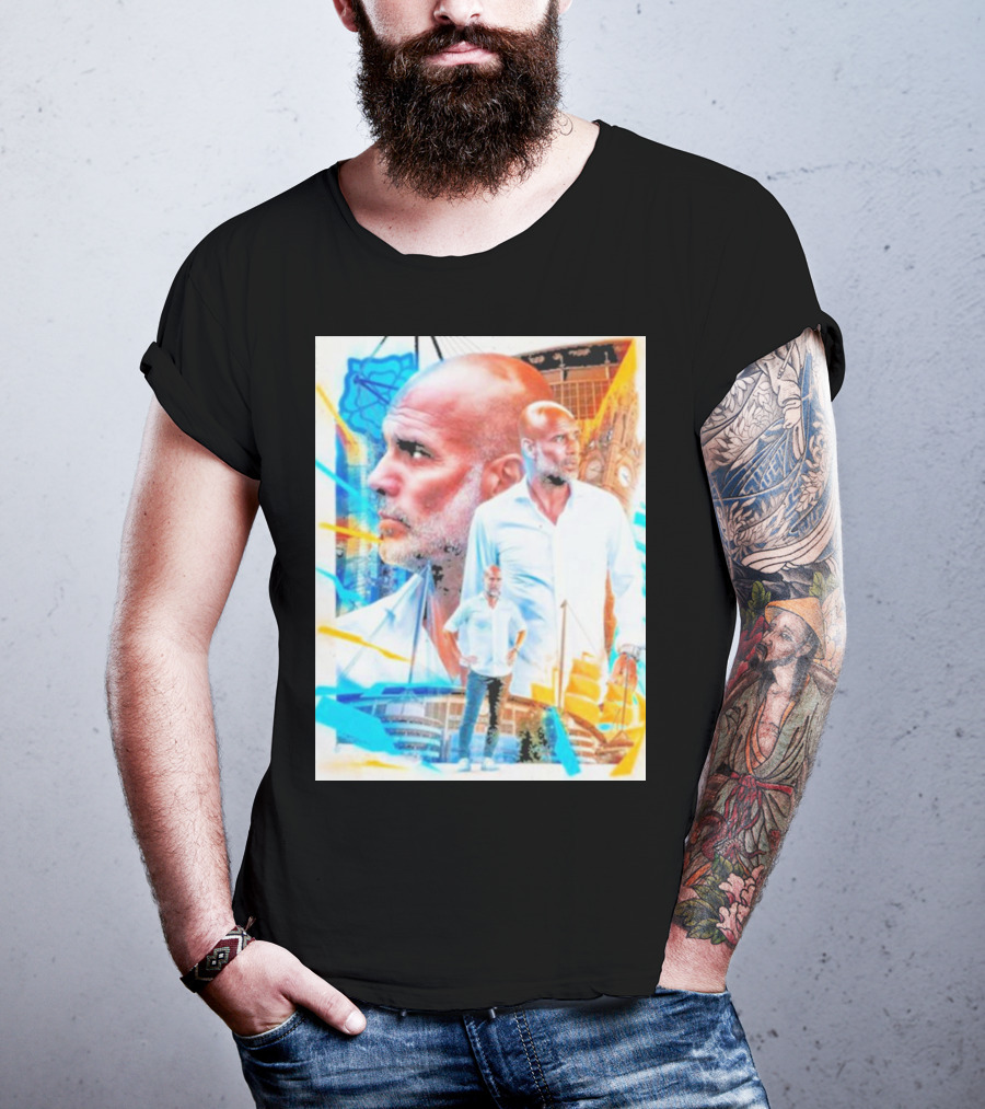 Josep Pep Guardiola New Football Bold Artful Portrait With Vibrant Urban Backdrop T-Shirt