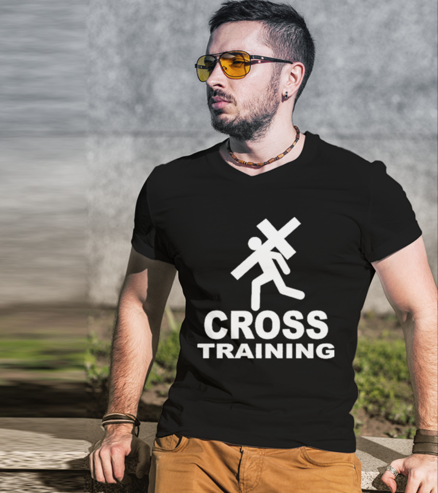 Giuseppe Barbaro Cross Training Christian Carrying Symbolic Cross T-Shirt