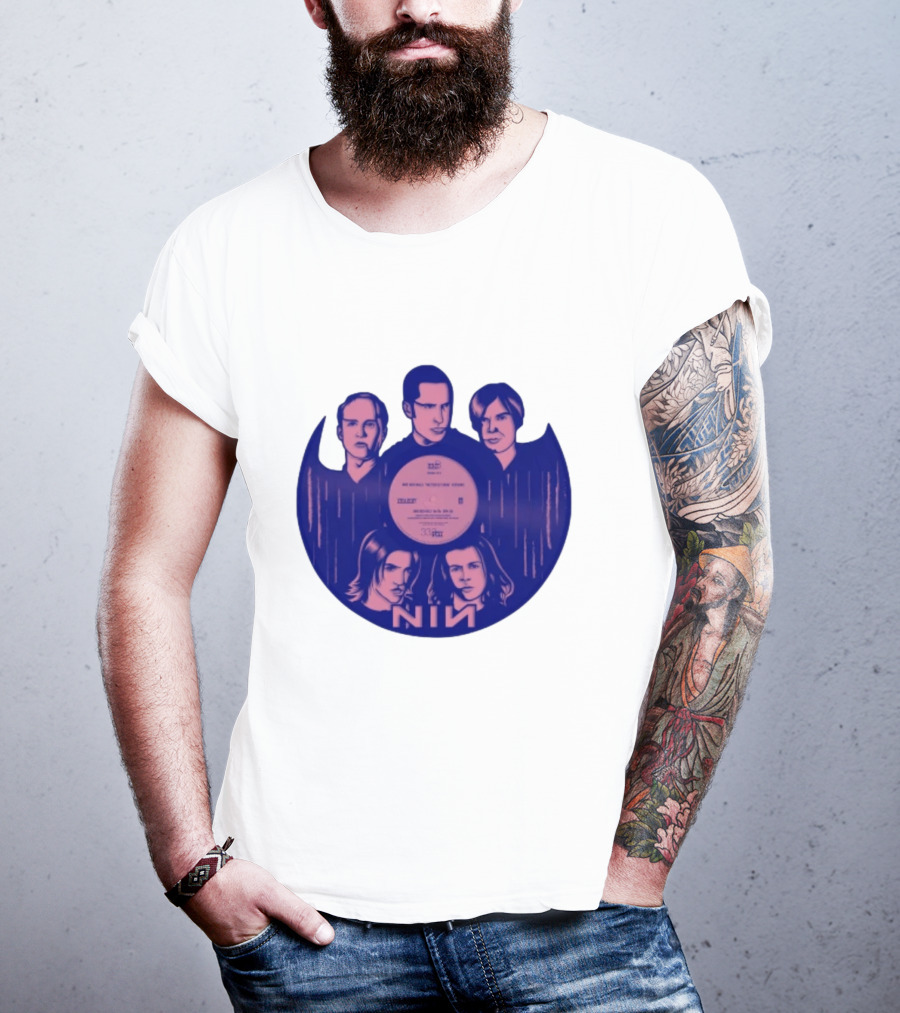 Nin Nine Inch Nails Band Vinyl Record T-Shirt