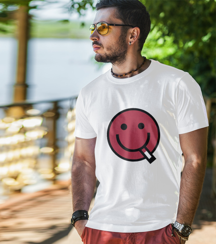 Devolver Digital Cyggy Smiley Face Icon With Cigarette T-Shirt