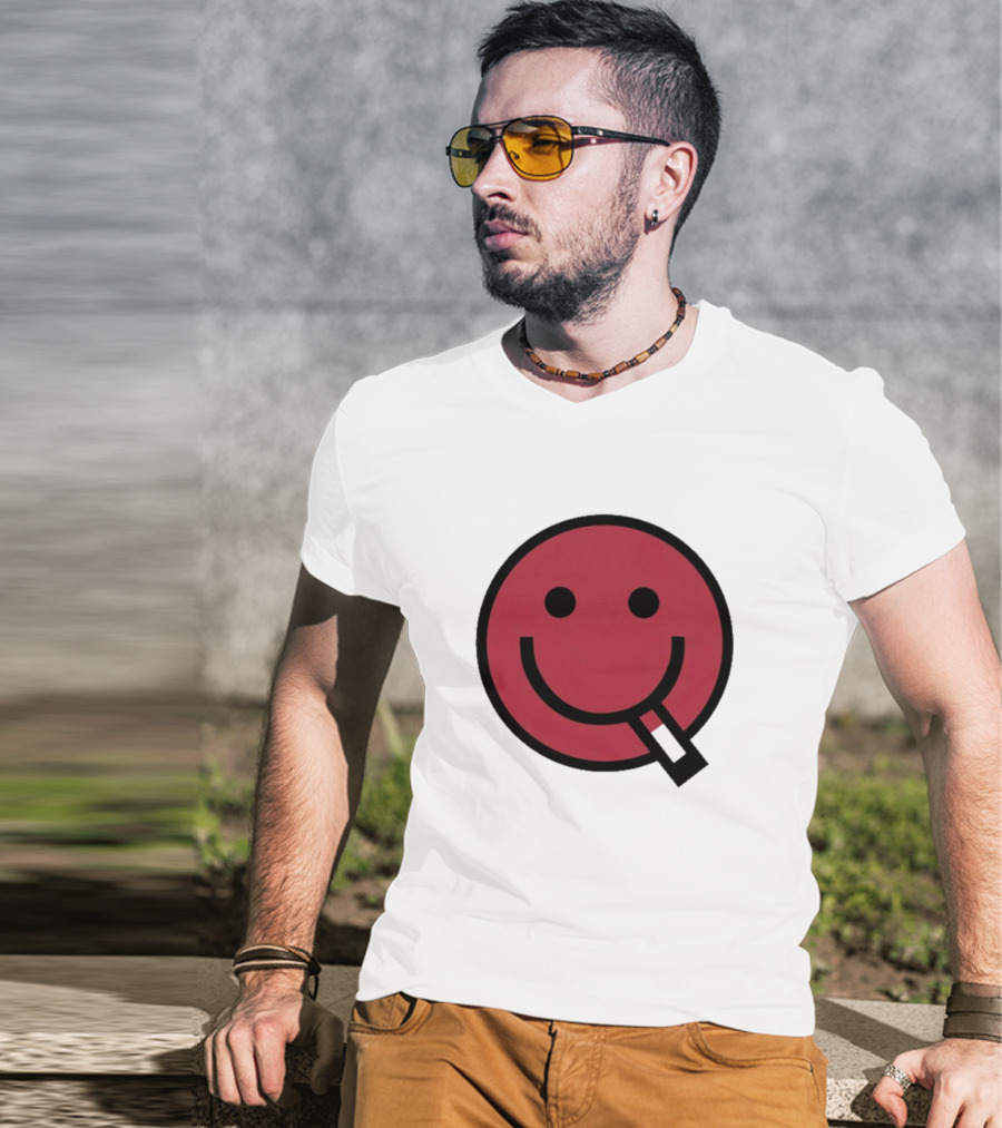 Devolver Digital Cyggy Smiley Face Icon With Cigarette T-Shirt