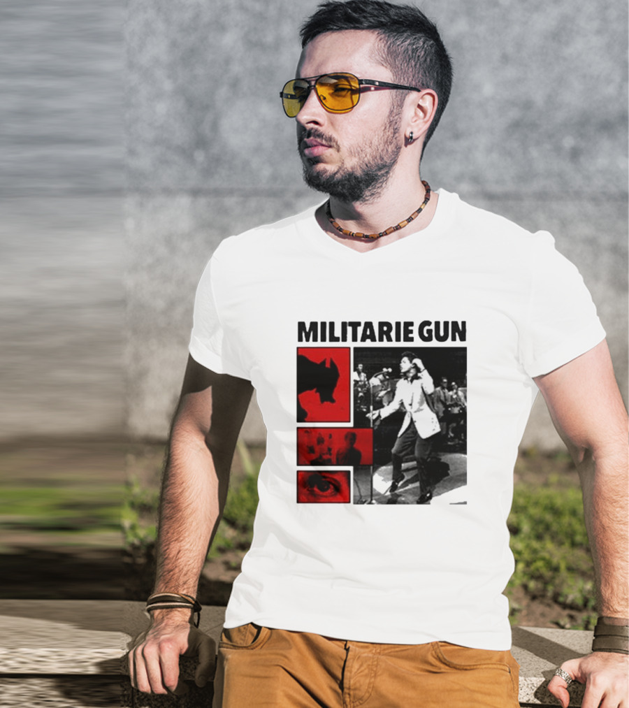 MILITARIE GUN Red Black Collage Performance T-Shirt
