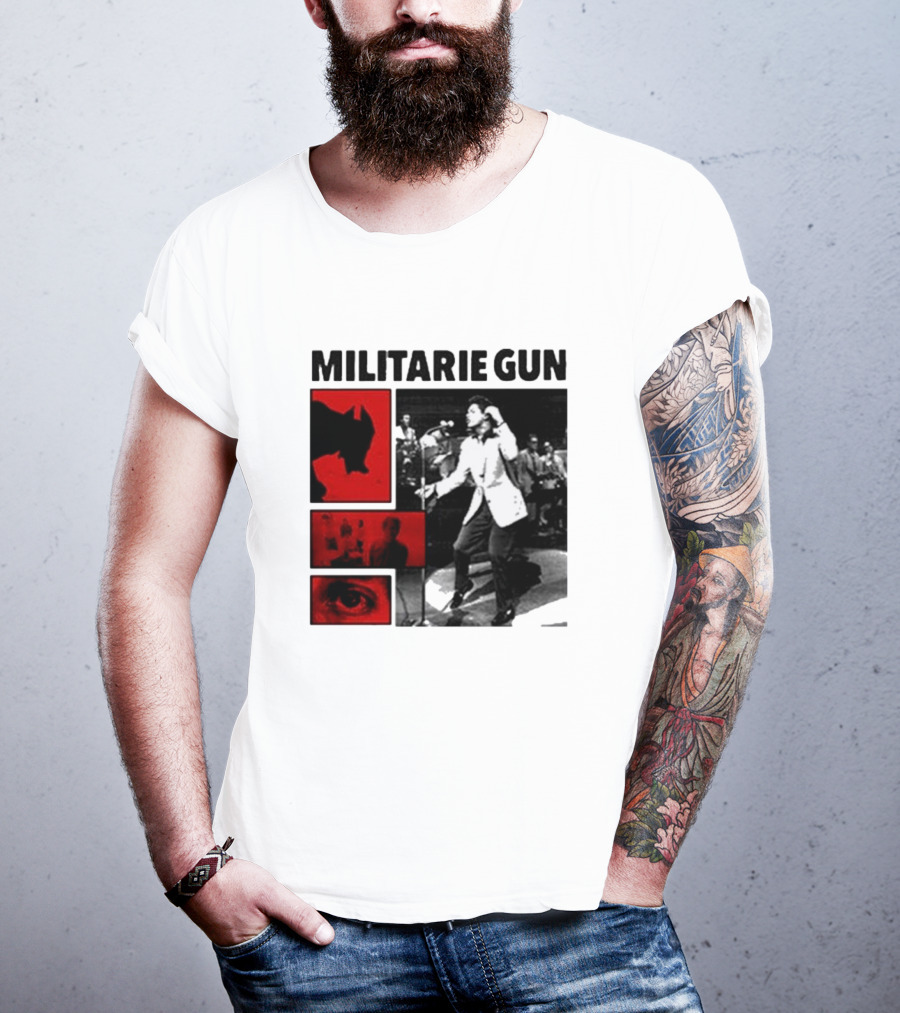 MILITARIE GUN Red Black Collage Performance T-Shirt