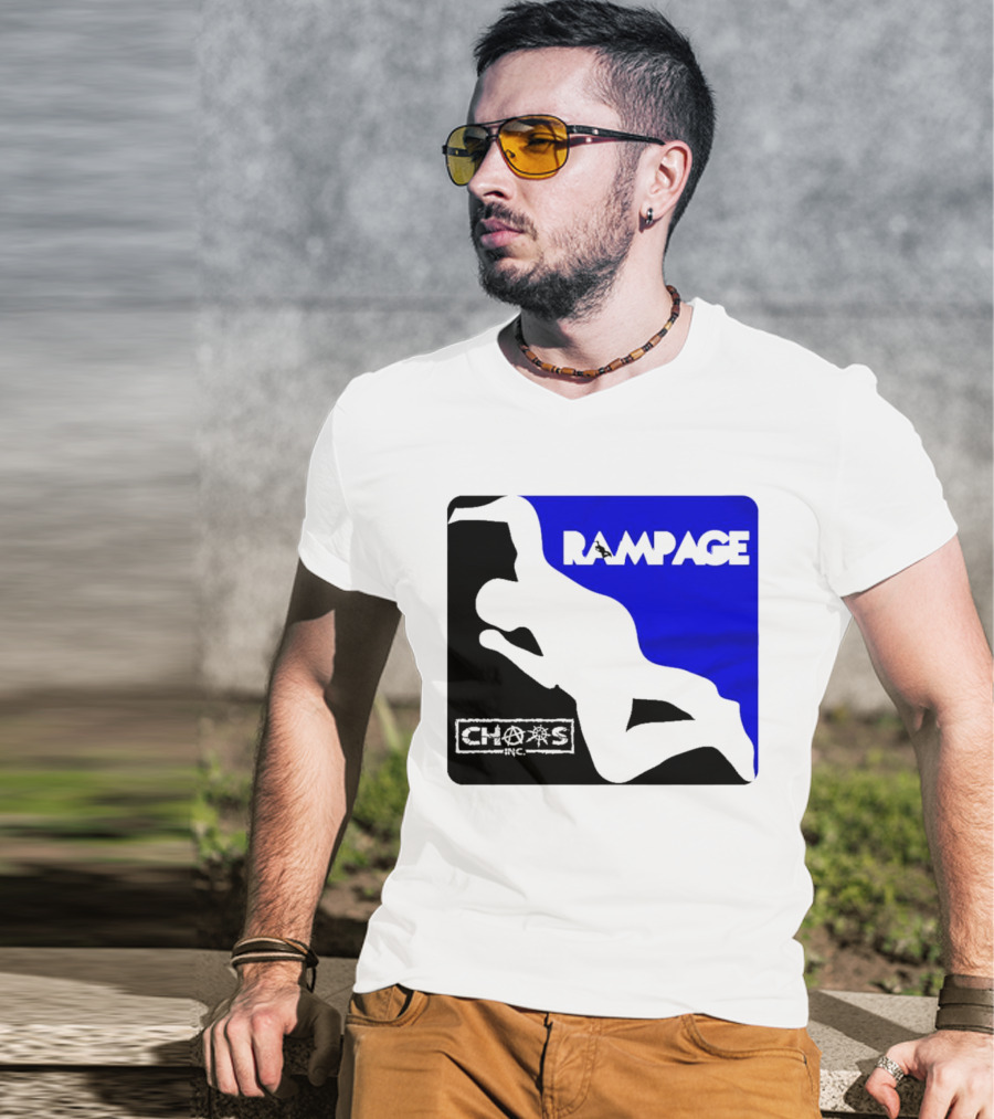 Rampage Chaos Inc Silhouette Blue Background T-Shirt