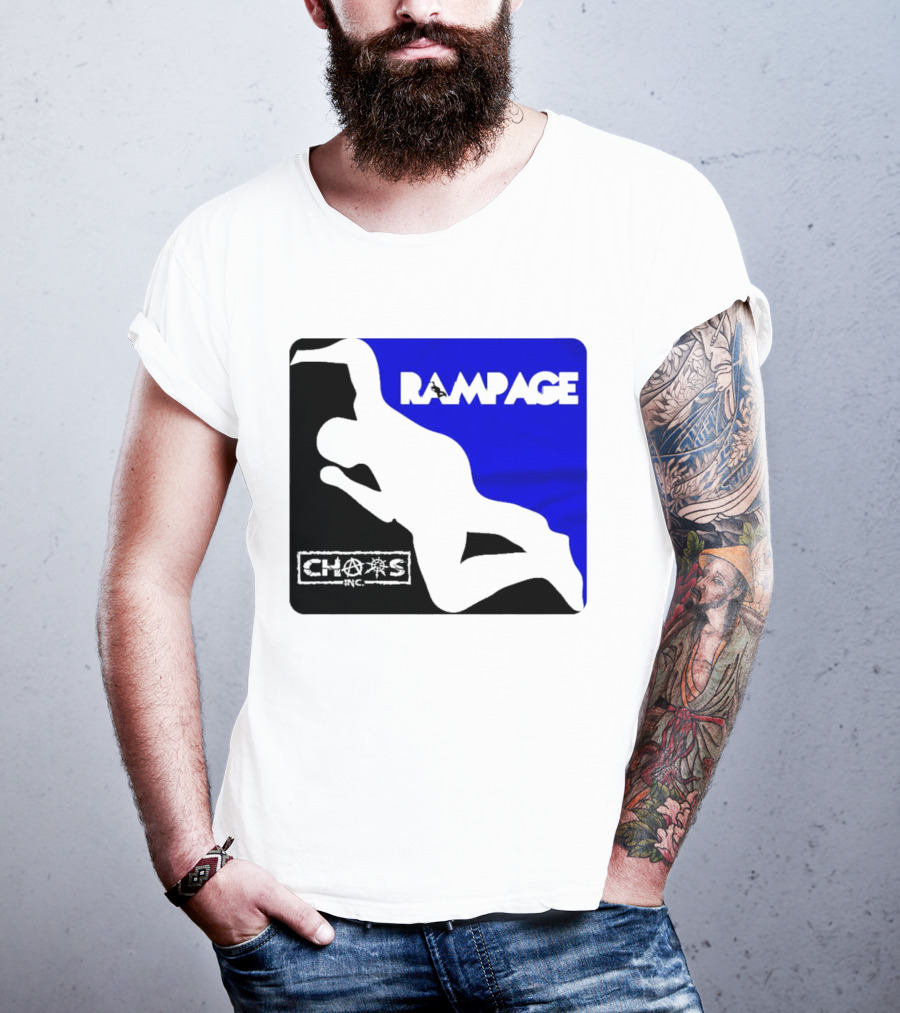 Rampage Chaos Inc Silhouette Blue Background T-Shirt